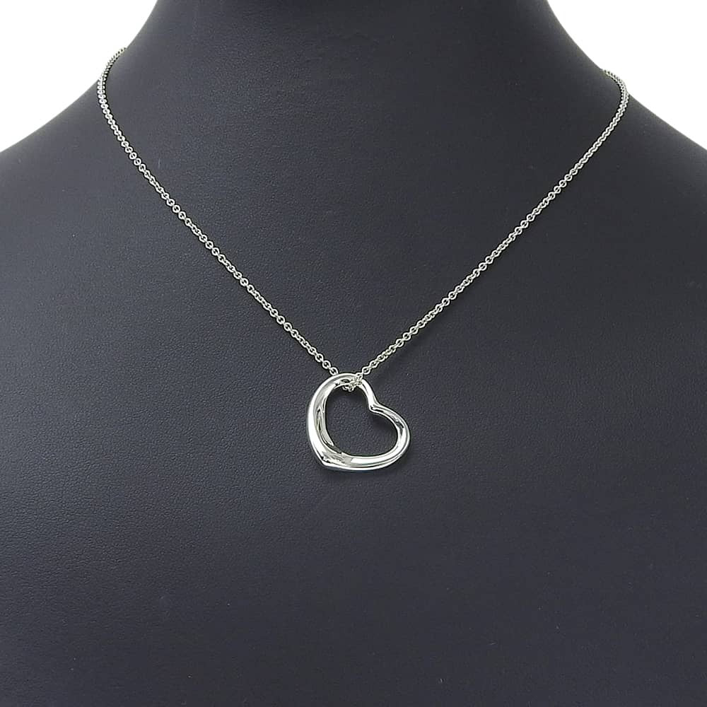 Tiffany & Co. Elsa Peretti Open Heart Pendant Sterling Silver Silver Silver Necklace Jewelry (Pre-Owned)