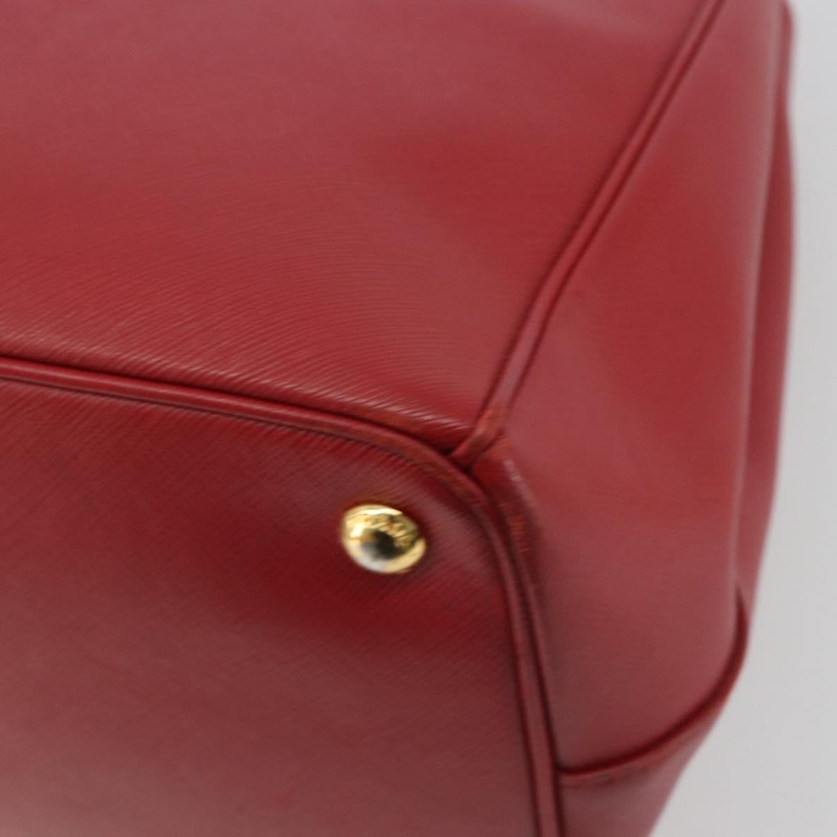 Prada Double Zip Lux Tote Saffiano Leather Red Leather Handbag (Pre-Owned)
