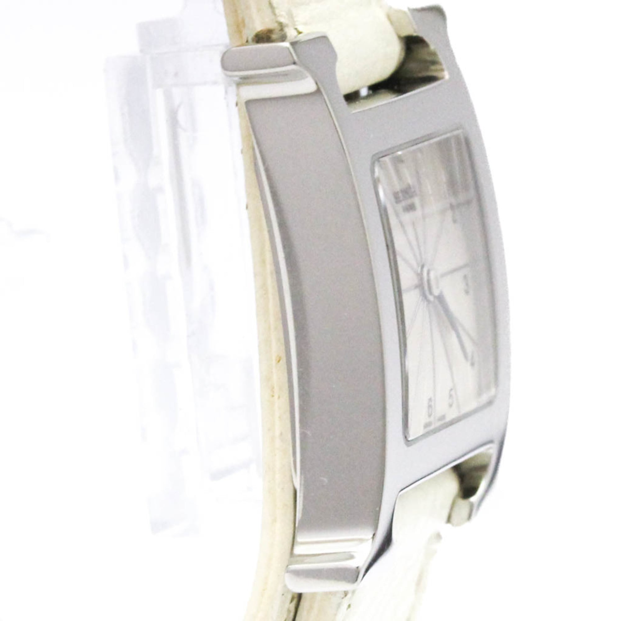Hermes Heure H Double Tour Quartz Stainless Steel And Leather Watch (Pre-Owned)