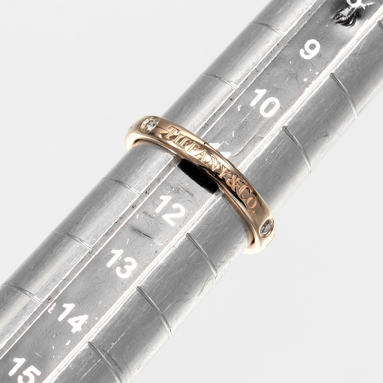 Tiffany & Co. Flat K18 Pink Gold / 3P Diamond Gold Pink_Gold Ring Jewelry (Pre-Owned)