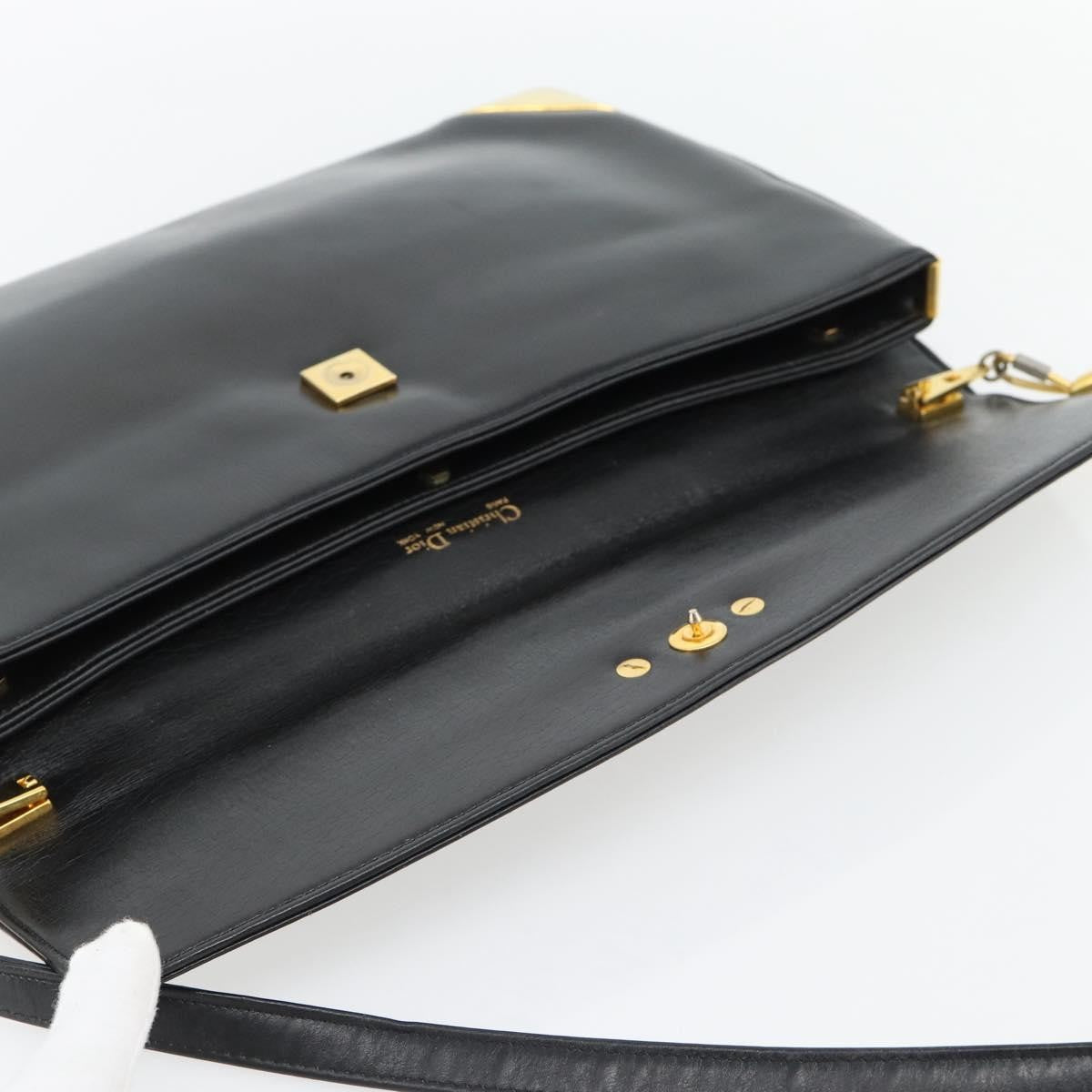 Christian Dior Cd Shoulder Bag Leather Black Leather Shoulder Bag Bag (Pre-Owned)