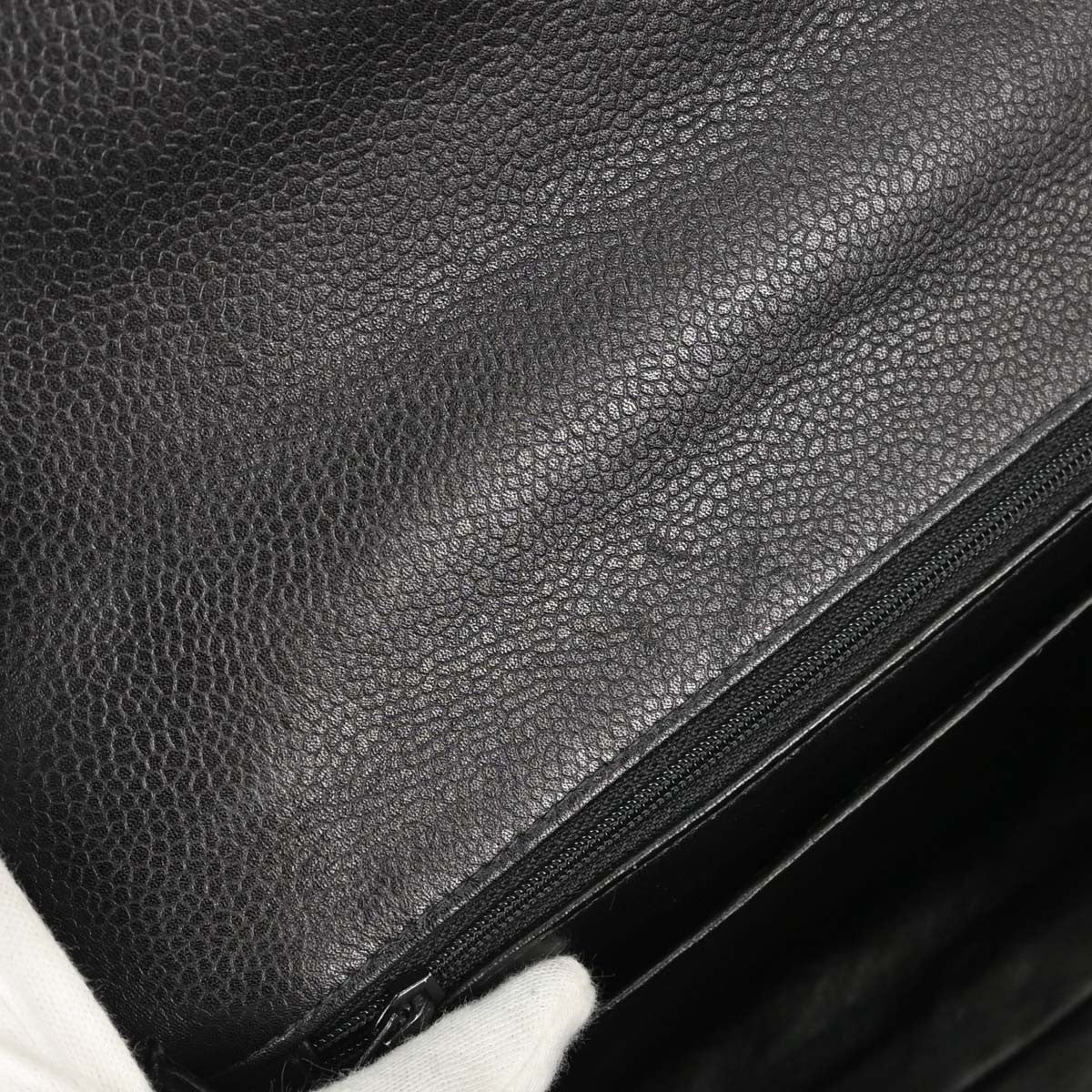 Chanel Vintage Classic Top Handle Flap Quilted Caviar Black Calfskin Handbag (Pre-Owned)