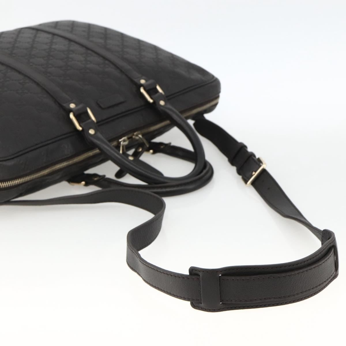 Gucci Convertible Guccissima Leather Black Leather Briefcase Bag (Pre-Owned)