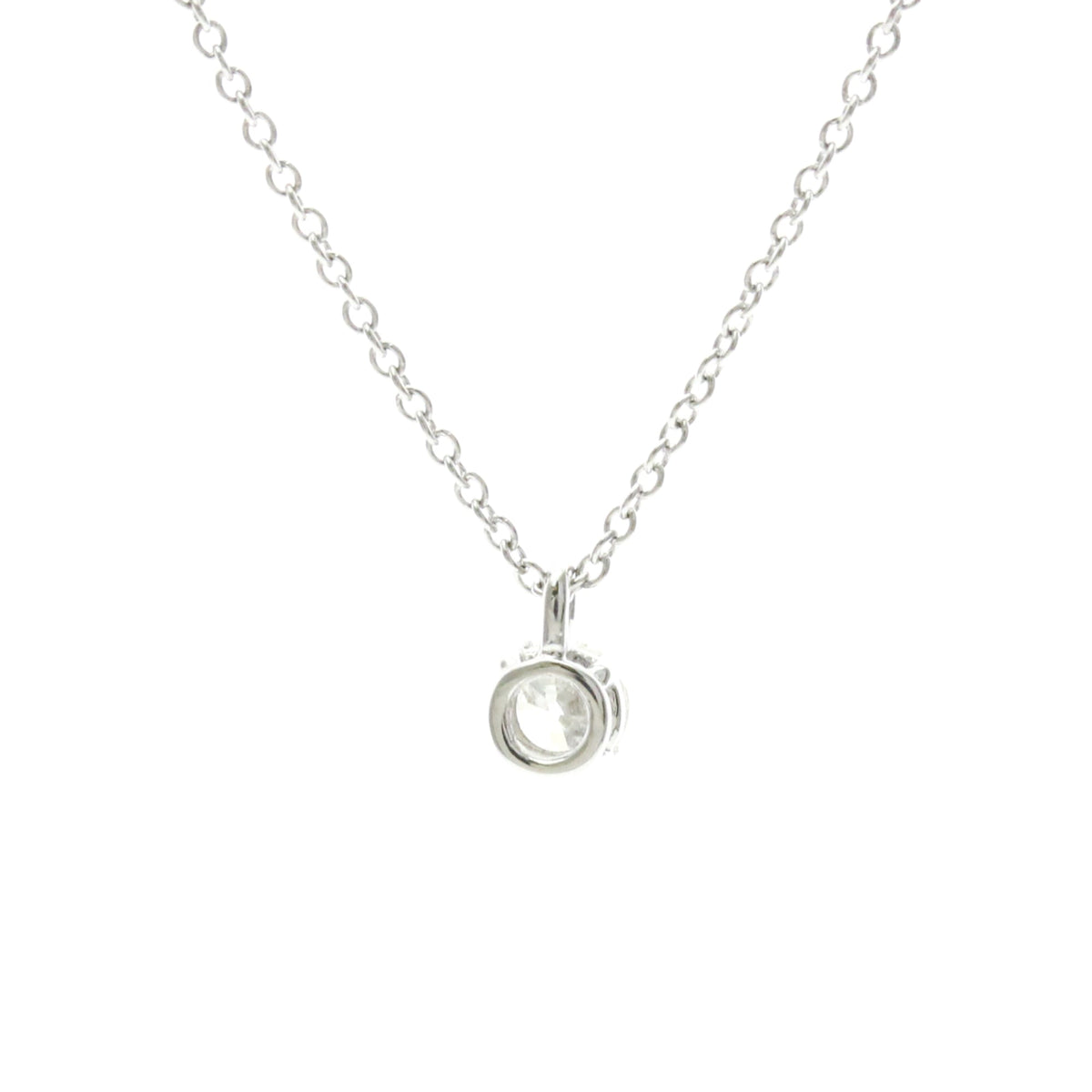 Tiffany & Co. Solitaire Pendant Platinum With Emerald Cut Diamond Silver Platinum Necklace Jewelry (Pre-Owned)