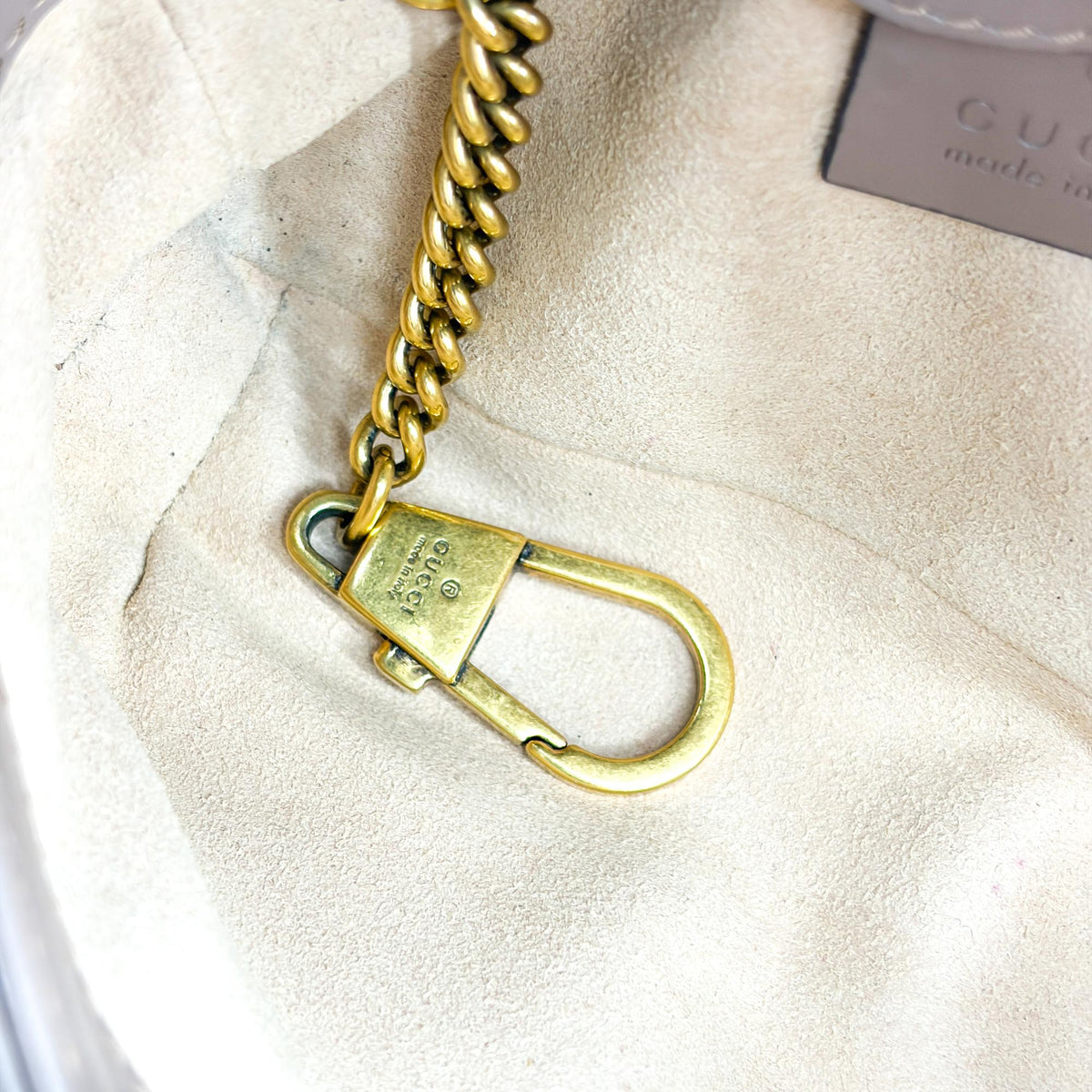 Gucci Gg Marmont Flap Matelasse Leather Beige Leather Handbag (Pre-Owned)