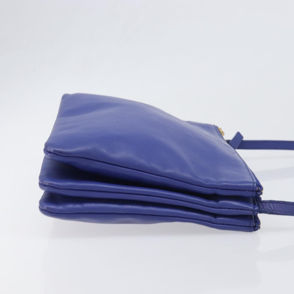 Celine Trio Leather Blue Leather Shoulder Bag Bag (Pre-Owned)