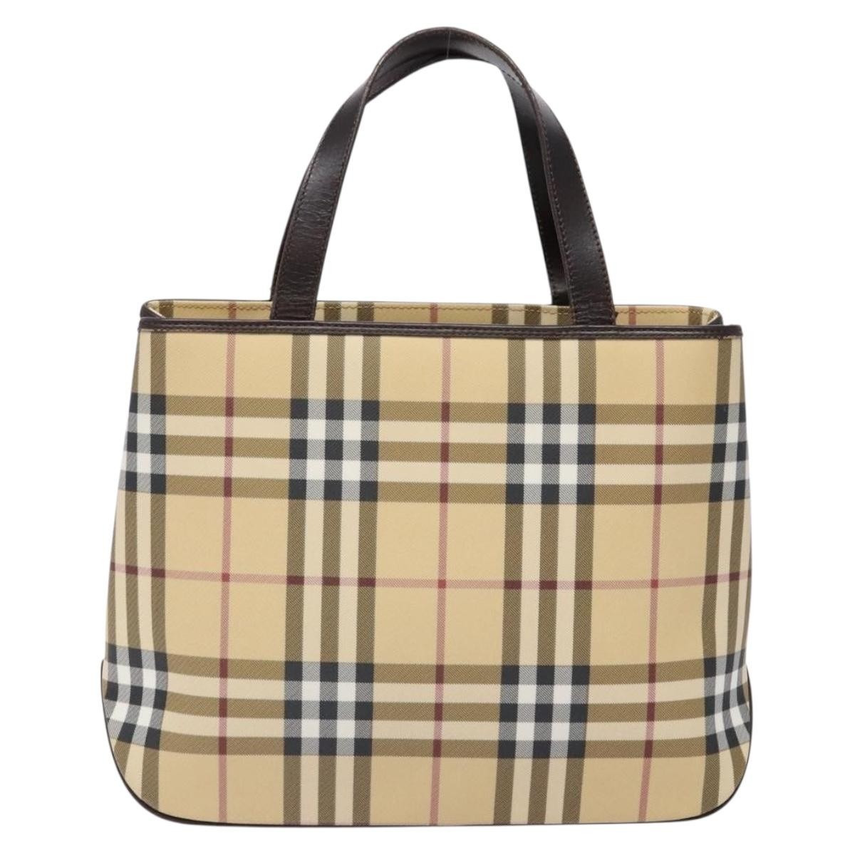 Burberry Vintage Vintage Check Coated Canvas Beige Canvas Tote Bag Bag (Pre-Owned)