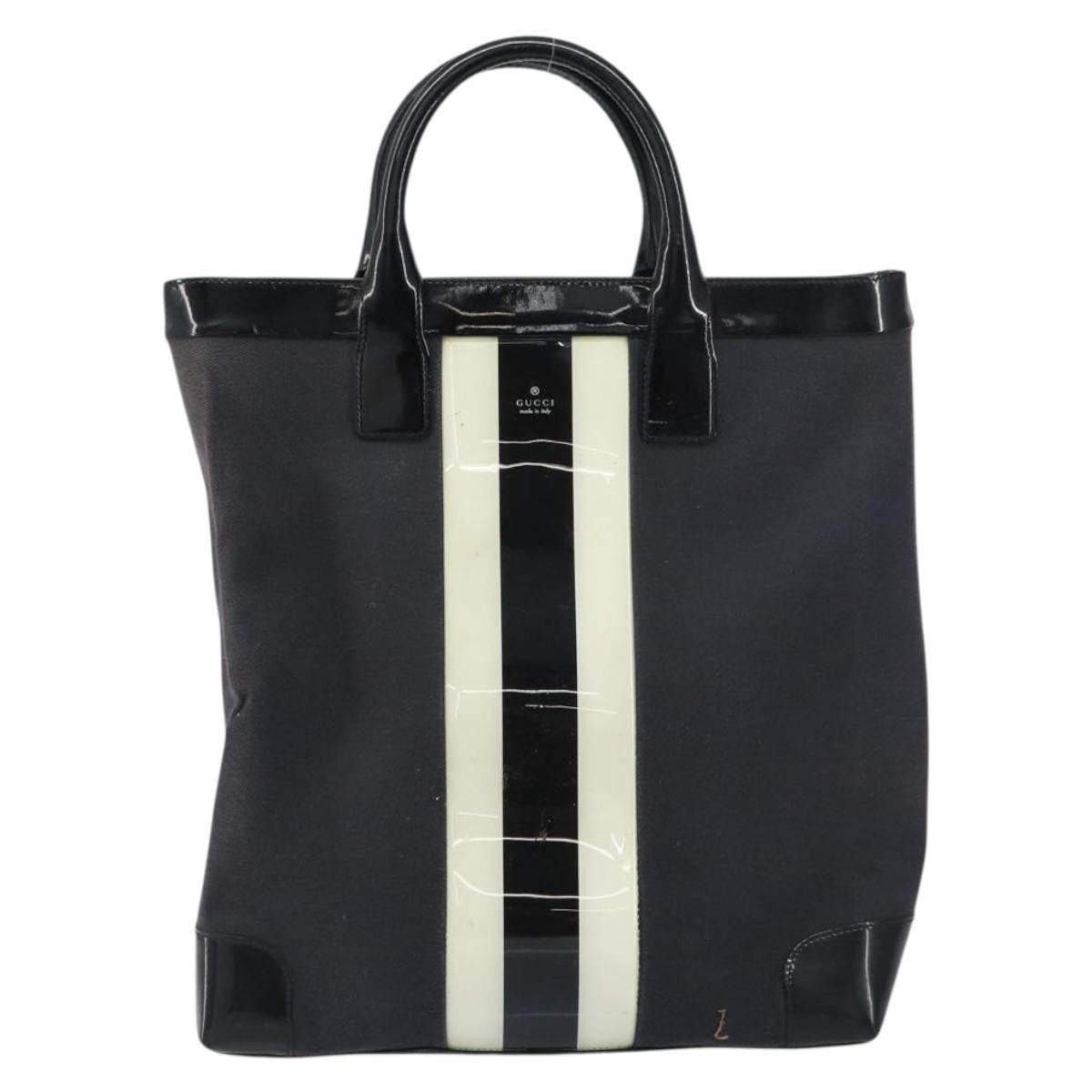 Gucci Vintage Tote Canvas Black Canvas Tote Bag Bag (Pre-Owned)