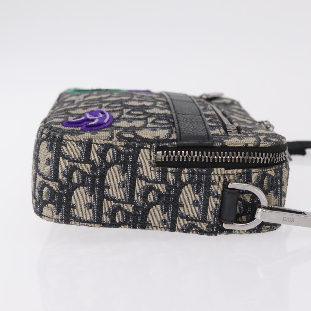 Christian Dior Kenny Scharf Safari Messenger Oblique Canvas With Applique Navy Canvas Handbag (Pre-Owned)