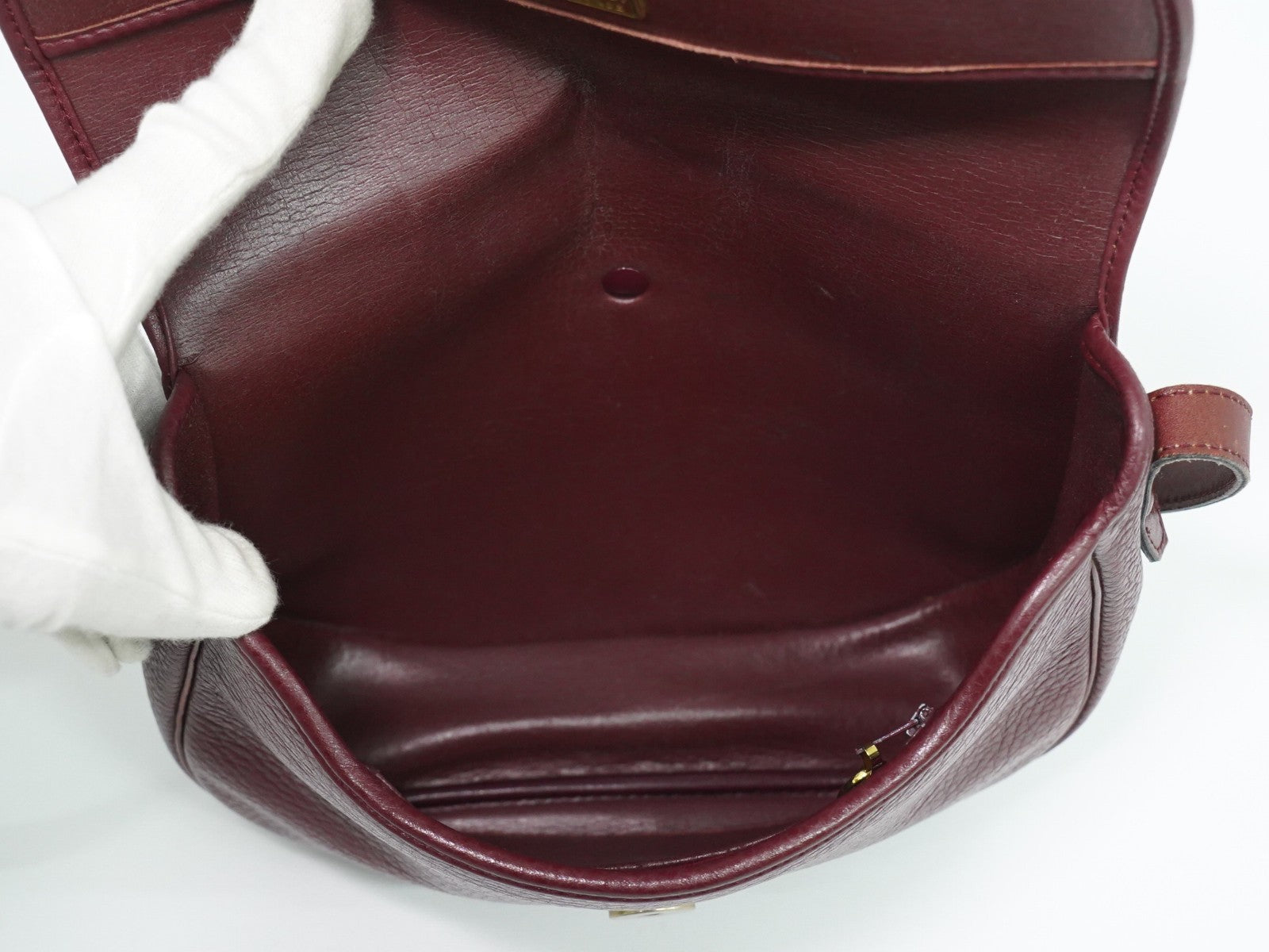 Christian Dior Vintage Cd Flap Leather Burgundy Leather Shoulder Bag Bag (Pre-Owned)