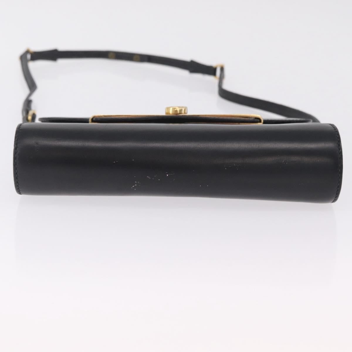 Gucci Sherry Line Shoulder Leather Black Leather Handbag (Pre-Owned)