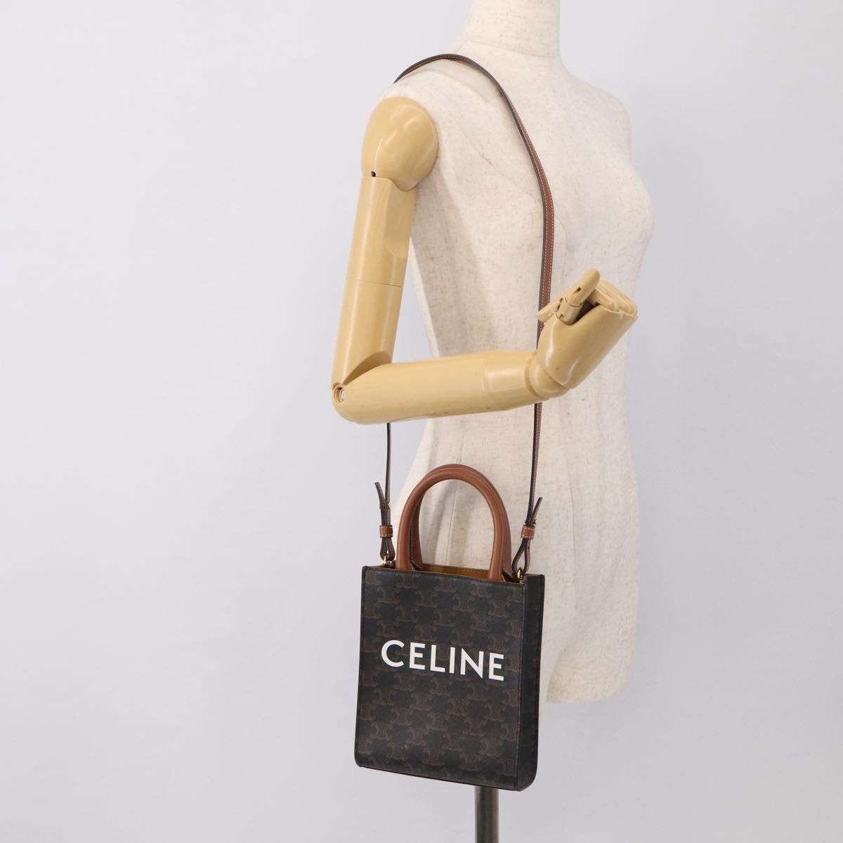 Celine Vertical Cabas Triomphe Coated Canvas Brown Canvas Tote Bag Bag (Pre-Owned)