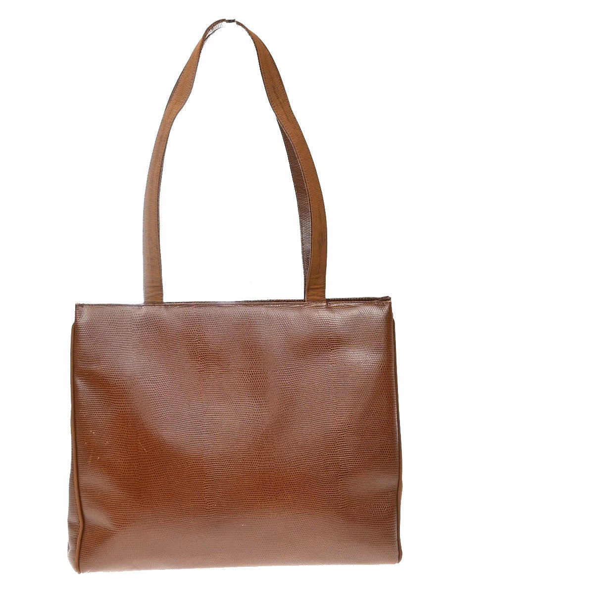 Salvatore Ferragamo Vala Tote Embossed Leather Brown Leather Tote Bag Bag (Pre-Owned)