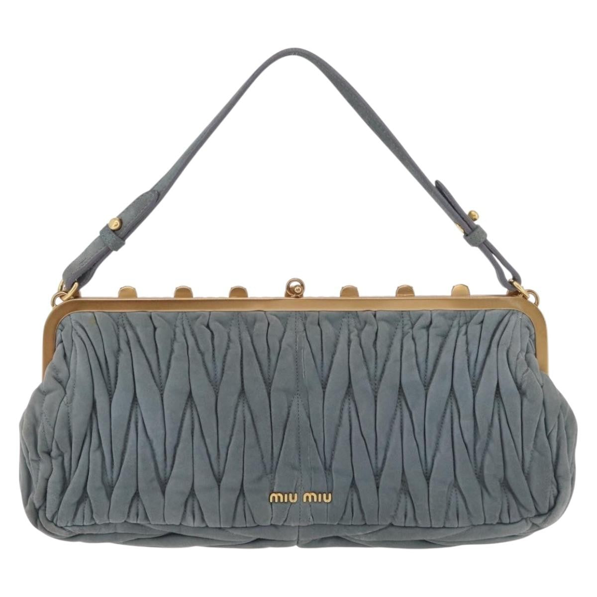 Miu Miu Matelassé Frame Clutch Matelassé Leather Gray Suede Clutche & Pouche Bag (Pre-Owned)