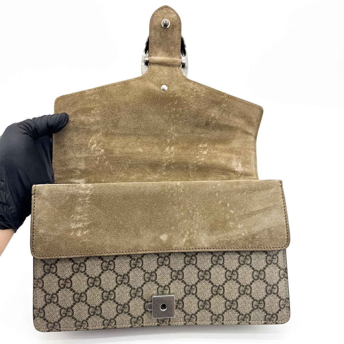Gucci Dionysus Gg Coated Canvas Brown Suede Handbag (Pre-Owned)