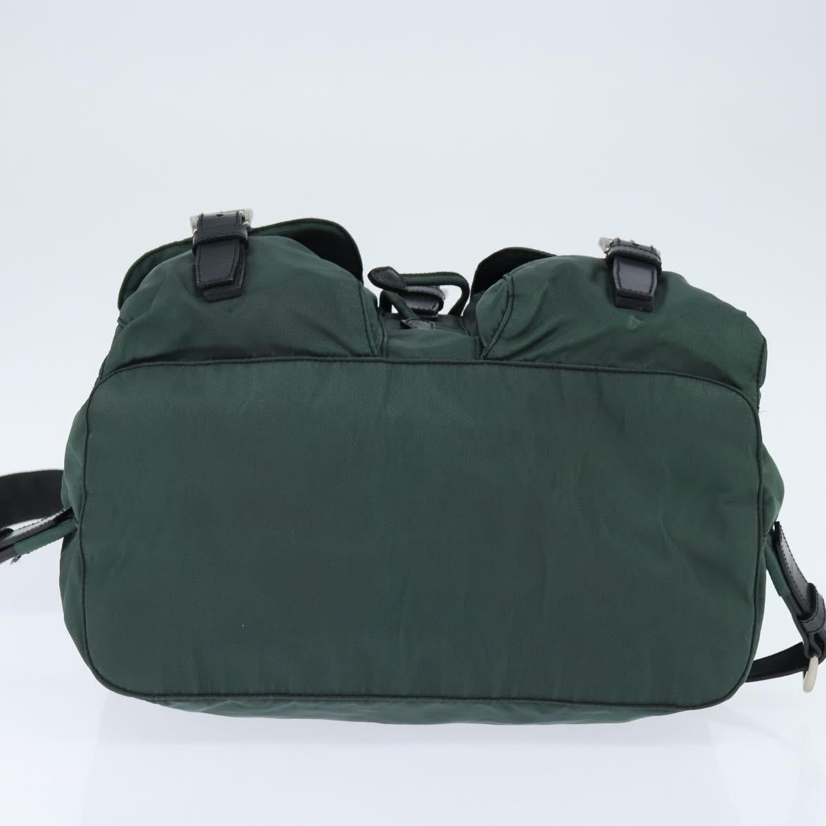 Prada Vela Double Front Pocket Tessuto With Saffiano Leather Khaki Nylon Backpack Bag (Pre-Owned)