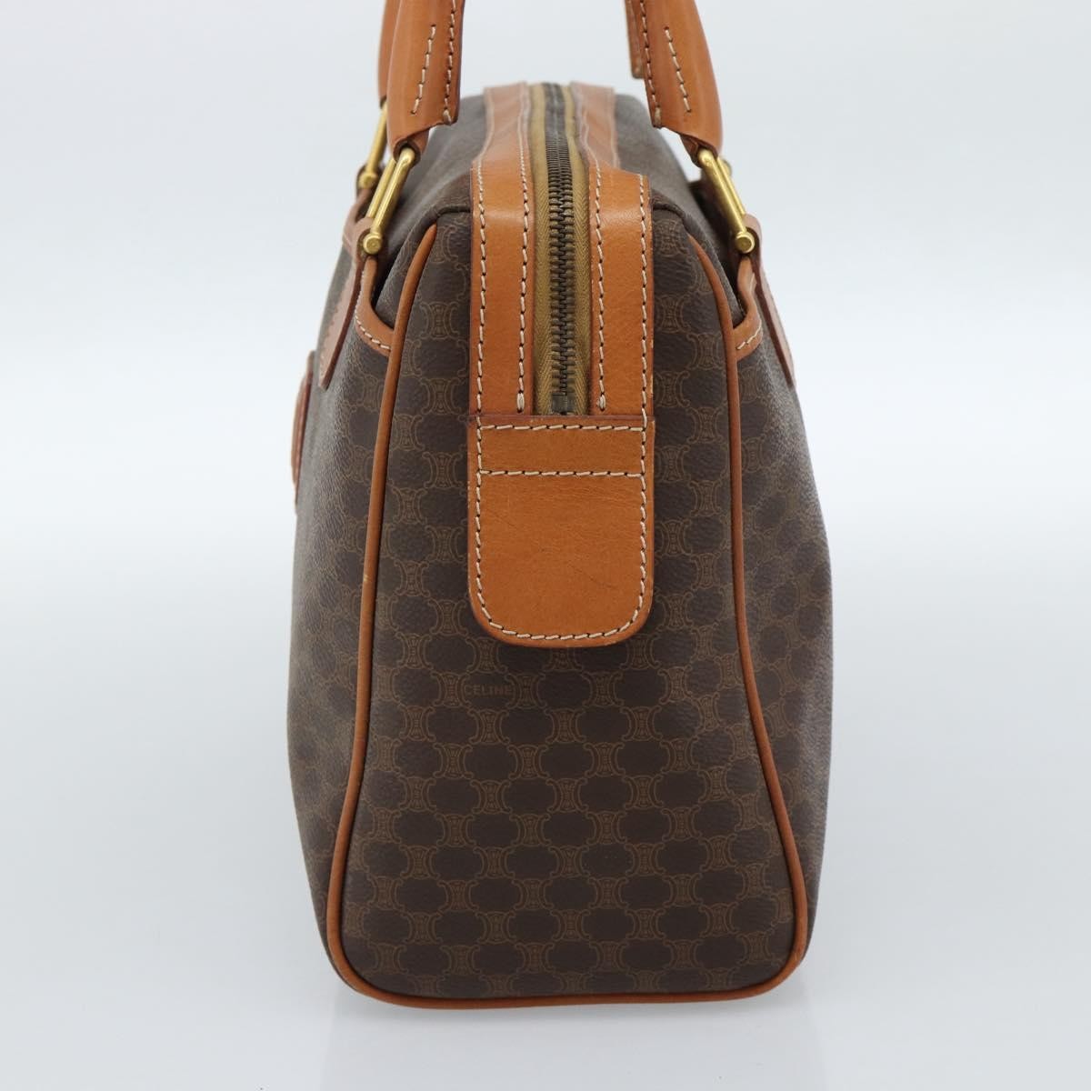 Celine Vintage Macadam Boston Canvas Brown Canvas Handbag (Pre-Owned)