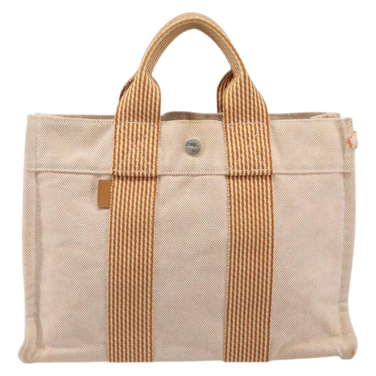 Hermes Fourre Tout Toile Orange Canvas Tote Bag Bag (Pre-Owned)