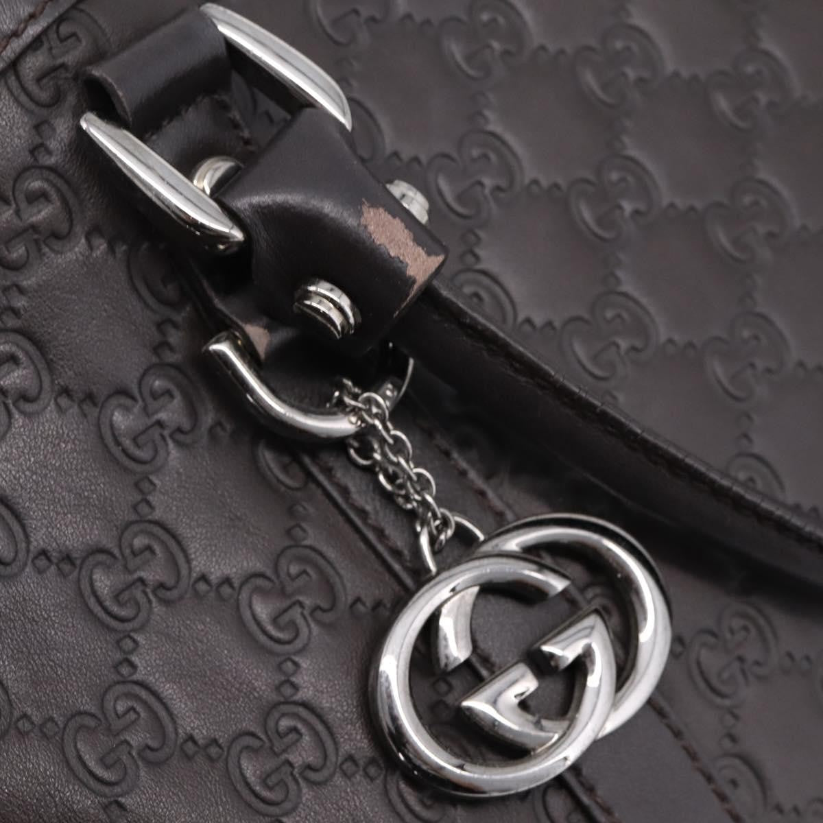 Gucci Gg Charm Convertible Dome Satchel Guccissima Leather Brown Leather Handbag (Pre-Owned)