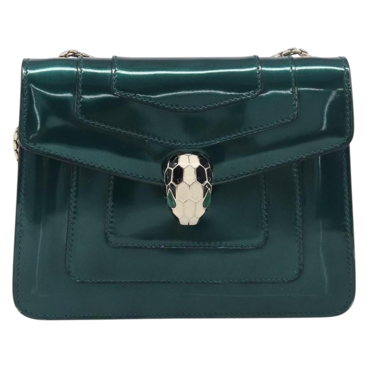 Bvlgari Serpenti Forever Patent Green Patent_Leather Shoulder Bag Bag (Pre-Owned)