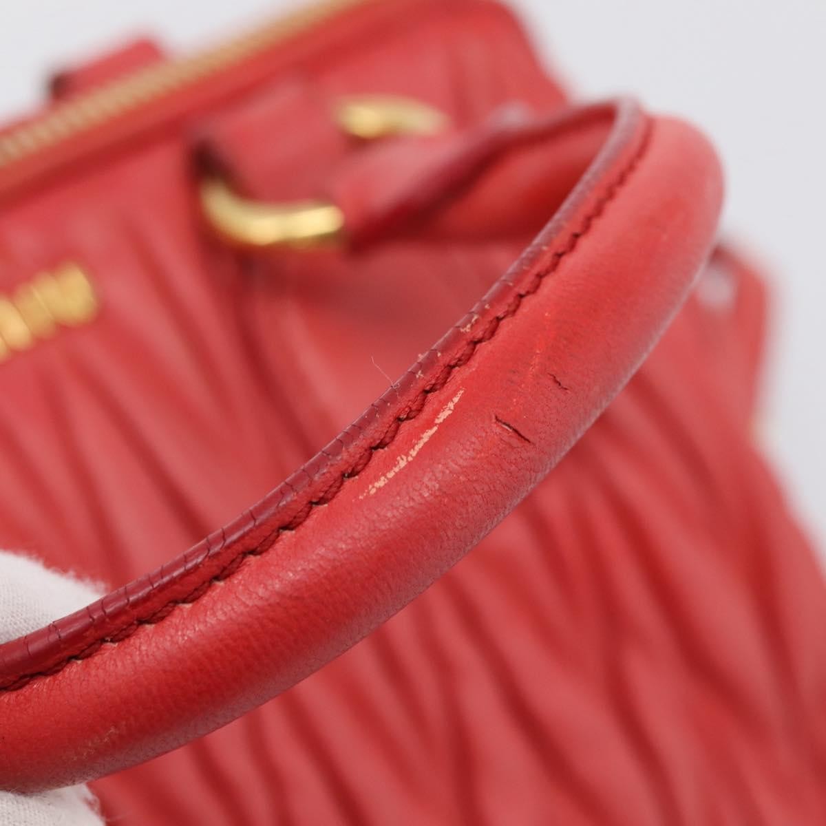 Miu Miu Madras Bowler Matelasse Leather Red Leather Handbag (Pre-Owned)
