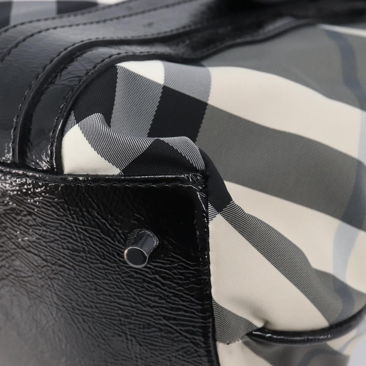 Burberry Nova Check Tote Canvas Check Pattern Black Nylon Handbag (Pre-Owned)