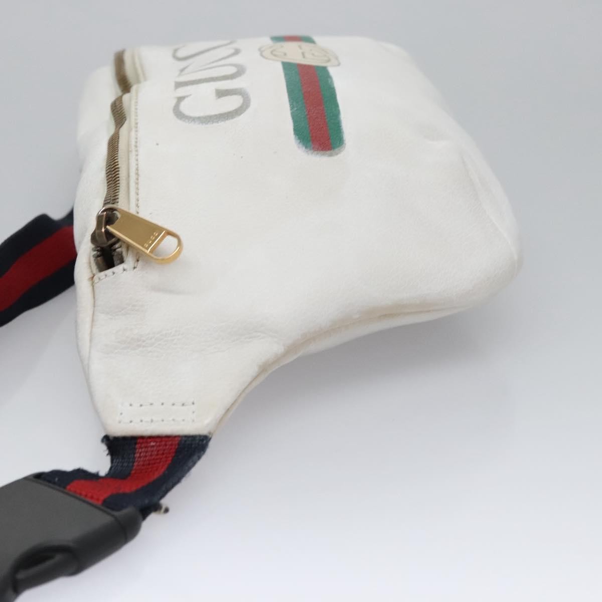 Gucci Logo Belt Printed Leather White Leather Shoulder Bag Bag (Pre-Owned)
