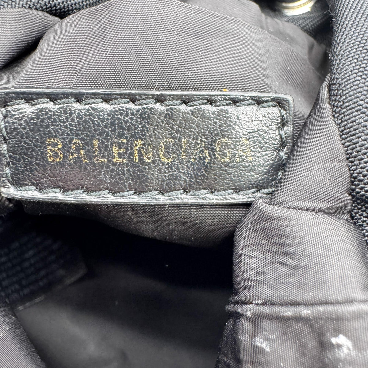 Balenciaga Wheel Drawstring Bucket Nylon Black Canvas Handbag (Pre-Owned)