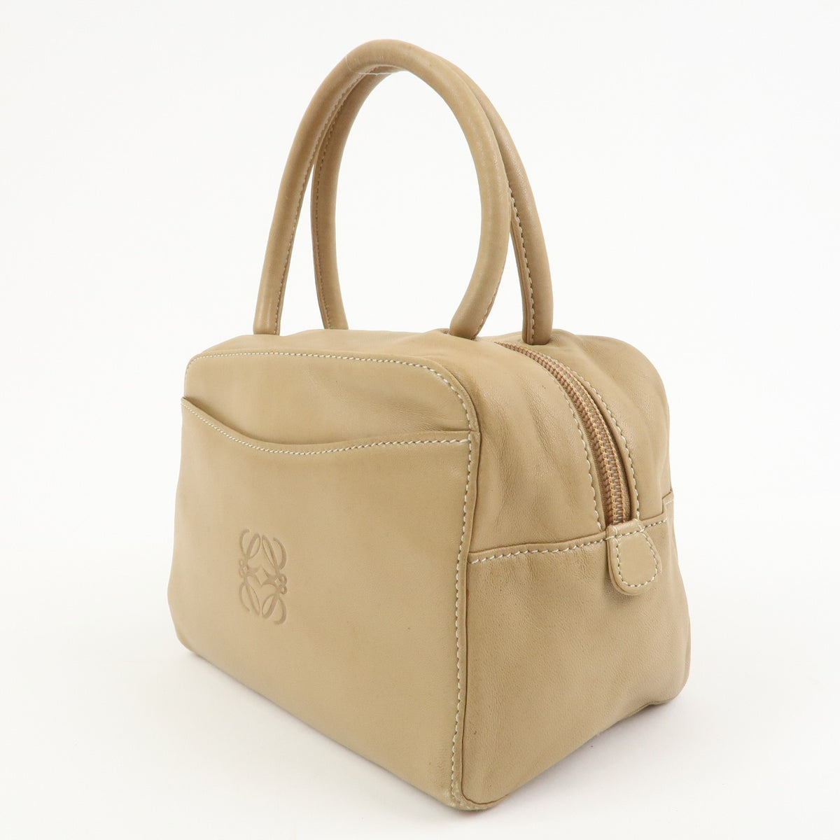 Loewe Vintage Anagram Leather Beige Leather Handbag (Pre-Owned)