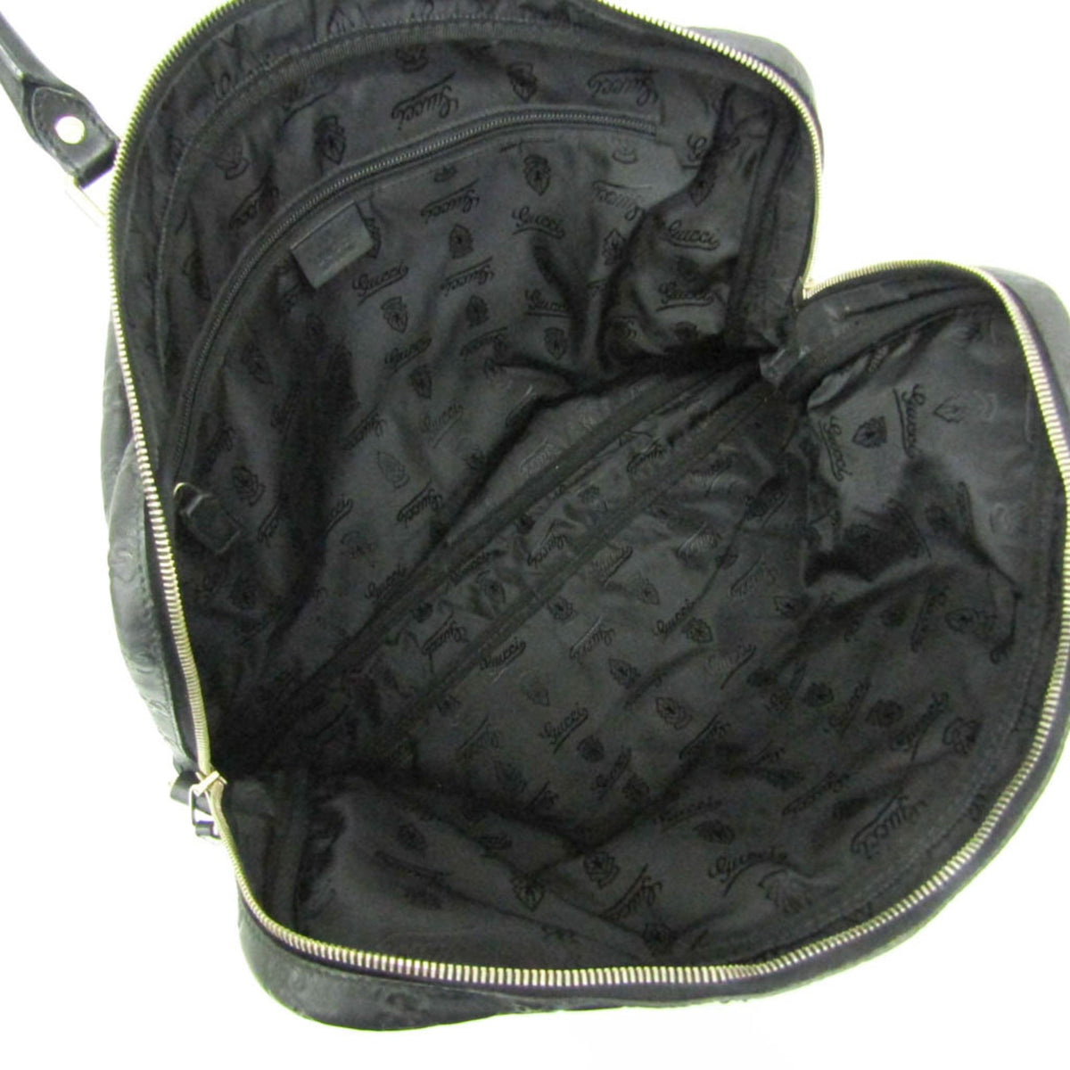 Gucci Convertible Guccissima Leather Black Leather Briefcase Bag (Pre-Owned)