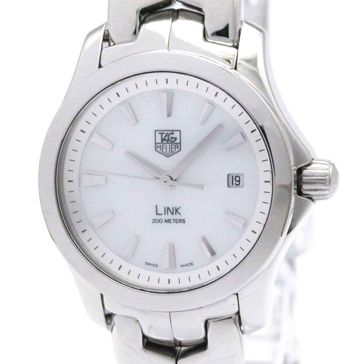 Tag Heuer Link Quartz Stainless Steel With Diamond Bezel And Markers Watch (Pre-Owned)