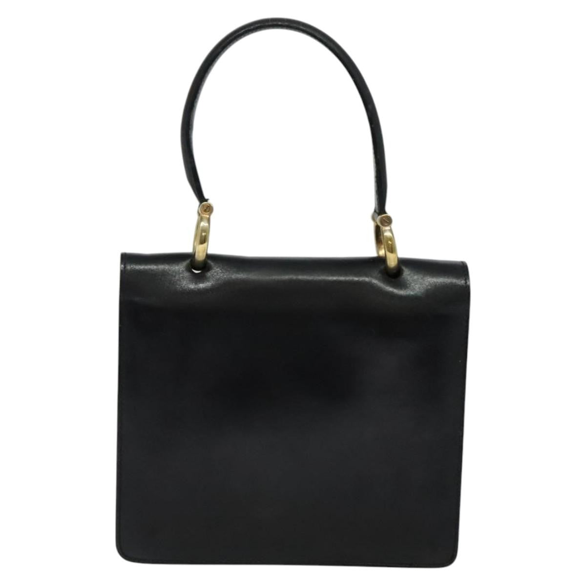 Celine Gancini Leather Black Leather Handbag (Pre-Owned)