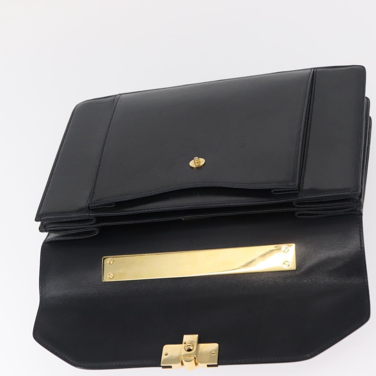 Bally Vintage Leather Navy Leather Handbag (Pre-Owned)