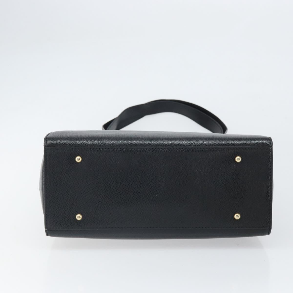 Celine Vintage Turn Lock Shoulder Leather Black Leather Handbag (Pre-Owned)