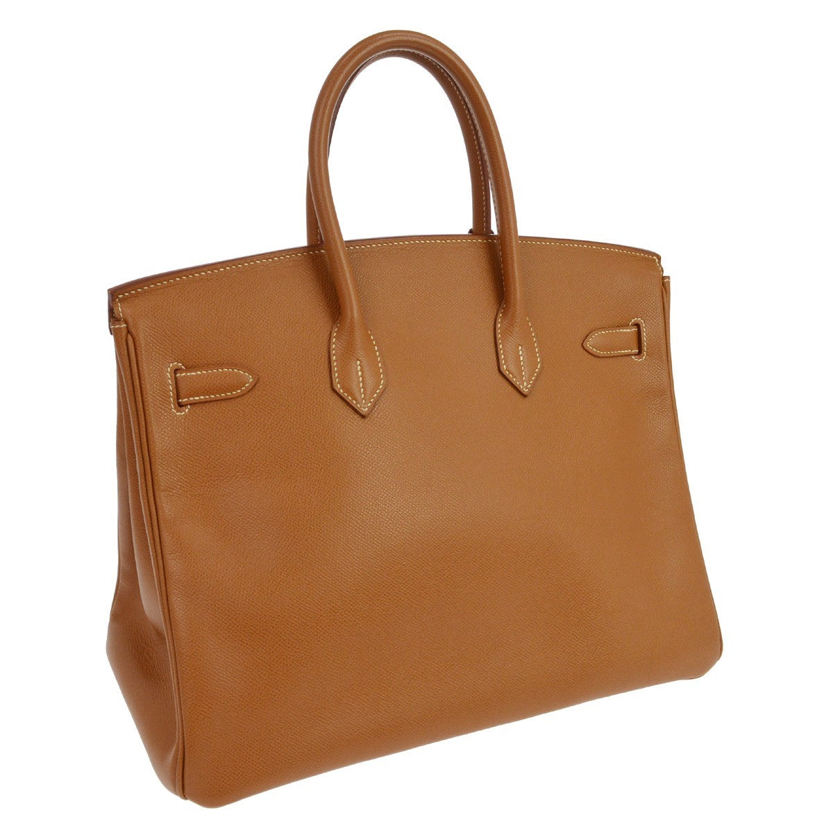 Hermes Birkin Brown Courchevel With Gold Hardware Brown Calfskin Handbag (Pre-Owned)