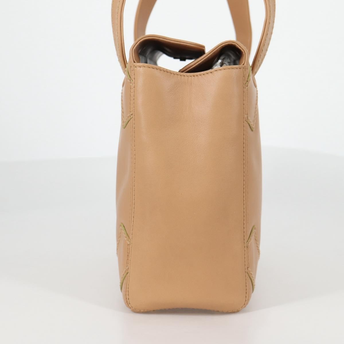 Chanel Cc Stitch Tote Lambskin Beige Leather Bag (Pre-Owned)