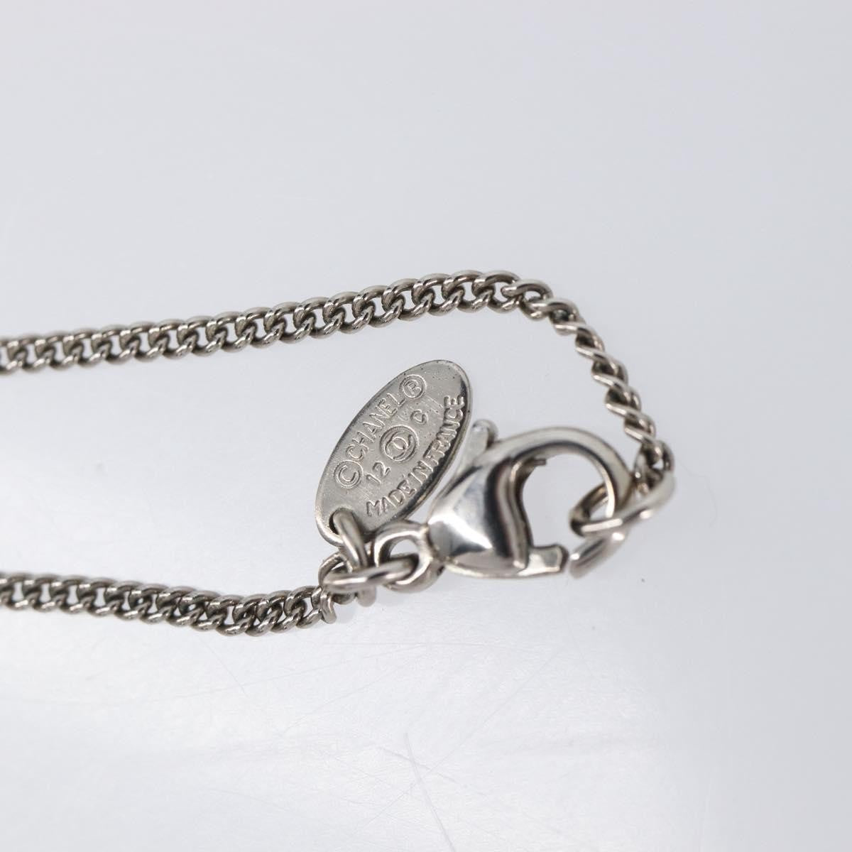 Chanel Cc Pendant Metal With Crystals Silver Metal Necklace Jewelry (Pre-Owned)