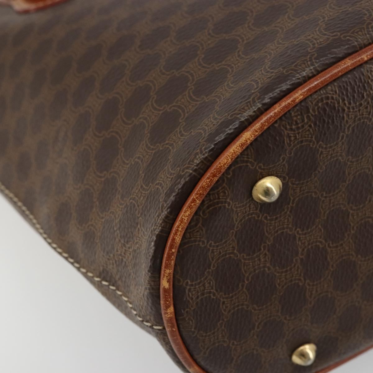 Celine Vintage Macadam Canvas And Leather Brown Canvas Tote Bag Bag (Pre-Owned)