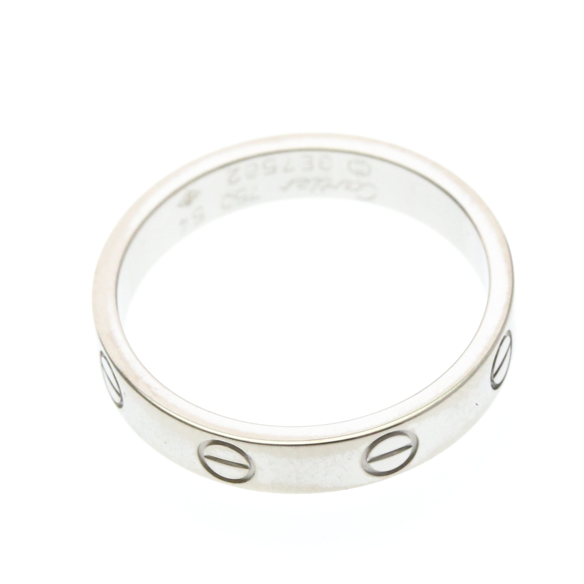 Cartier Love Band 18K White Gold Silver White_Gold Ring Jewelry (Pre-Owned)
