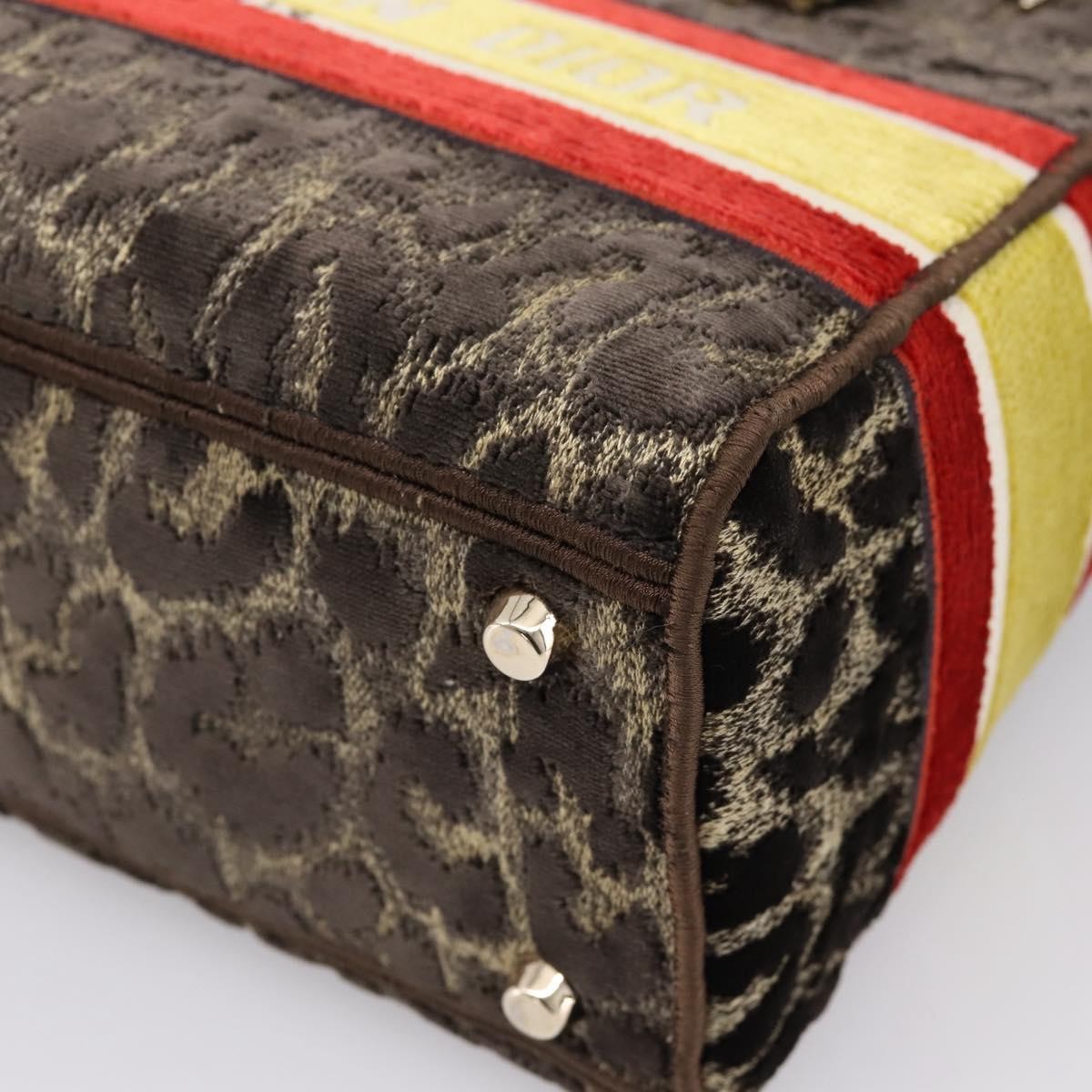 Christian Dior Lady D-Lite Mizza Embroidered Velvet Brown Velvet Handbag (Pre-Owned)