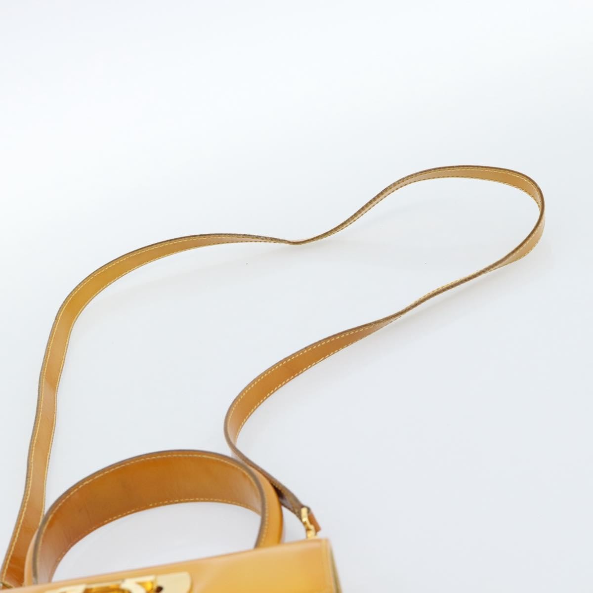 Salvatore Ferragamo Gancini Patent Leather Yellow Patent_Leather Handbag (Pre-Owned)