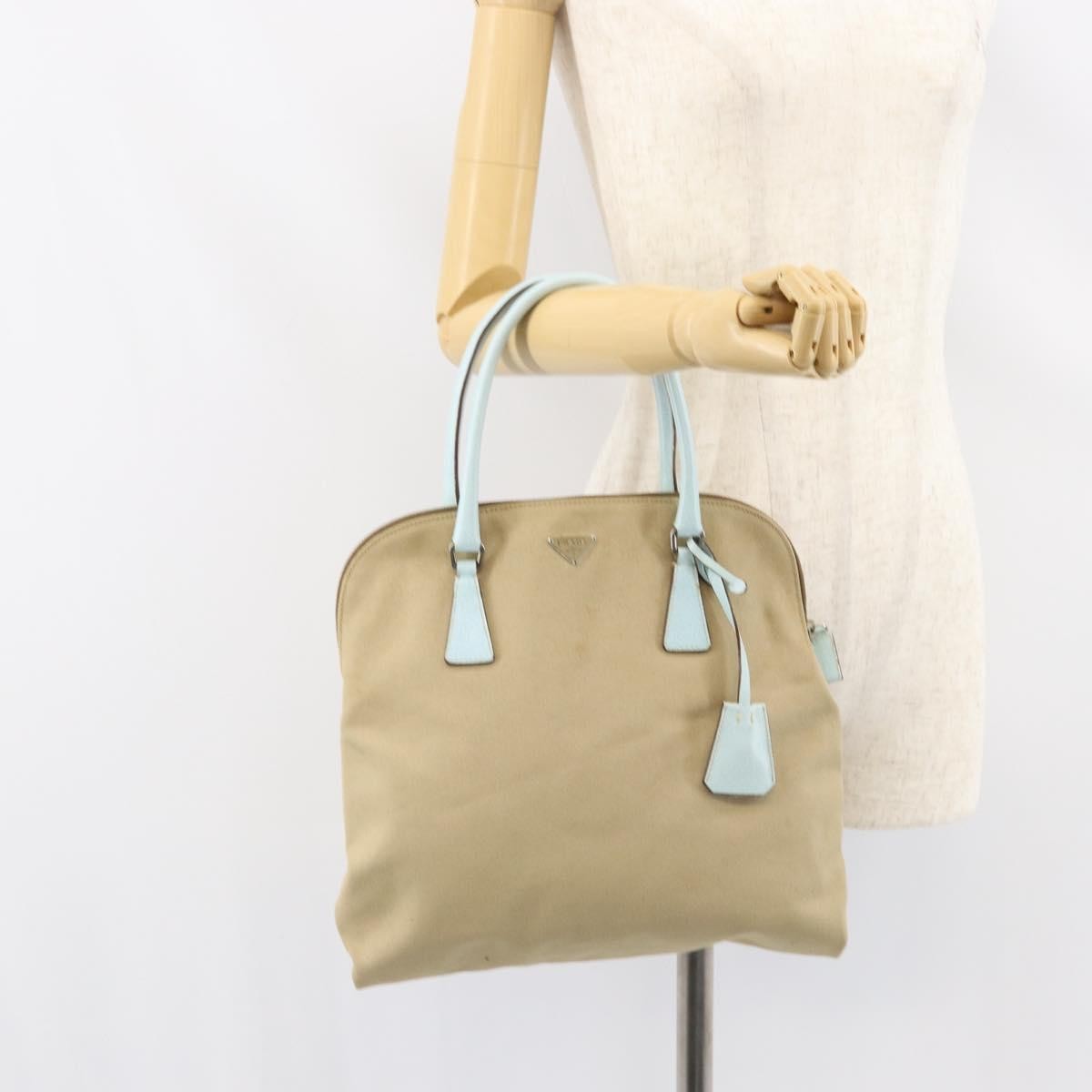 Prada Vintage Canvas Beige Canvas Handbag (Pre-Owned)