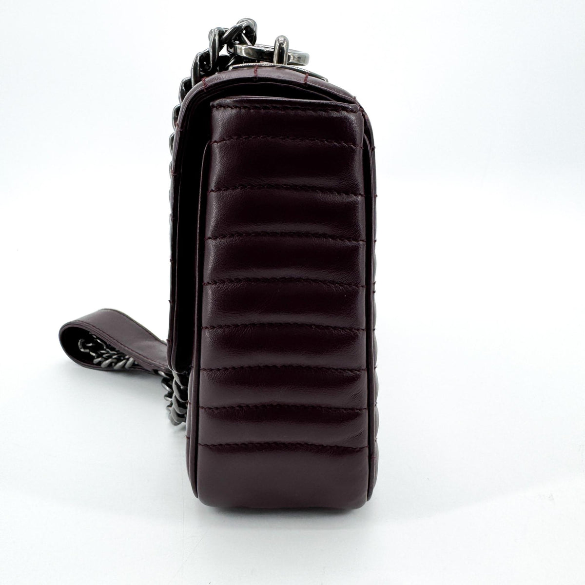Prada Chain Flap Diagramme Quilted Leather Burgundy Leather Shoulder Bag Bag (Pre-Owned)