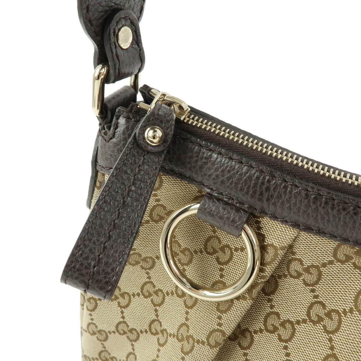 Gucci Sukey Hobo Gg Canvas With Leather Beige Canvas Shoulder Bag Bag (Pre-Owned)