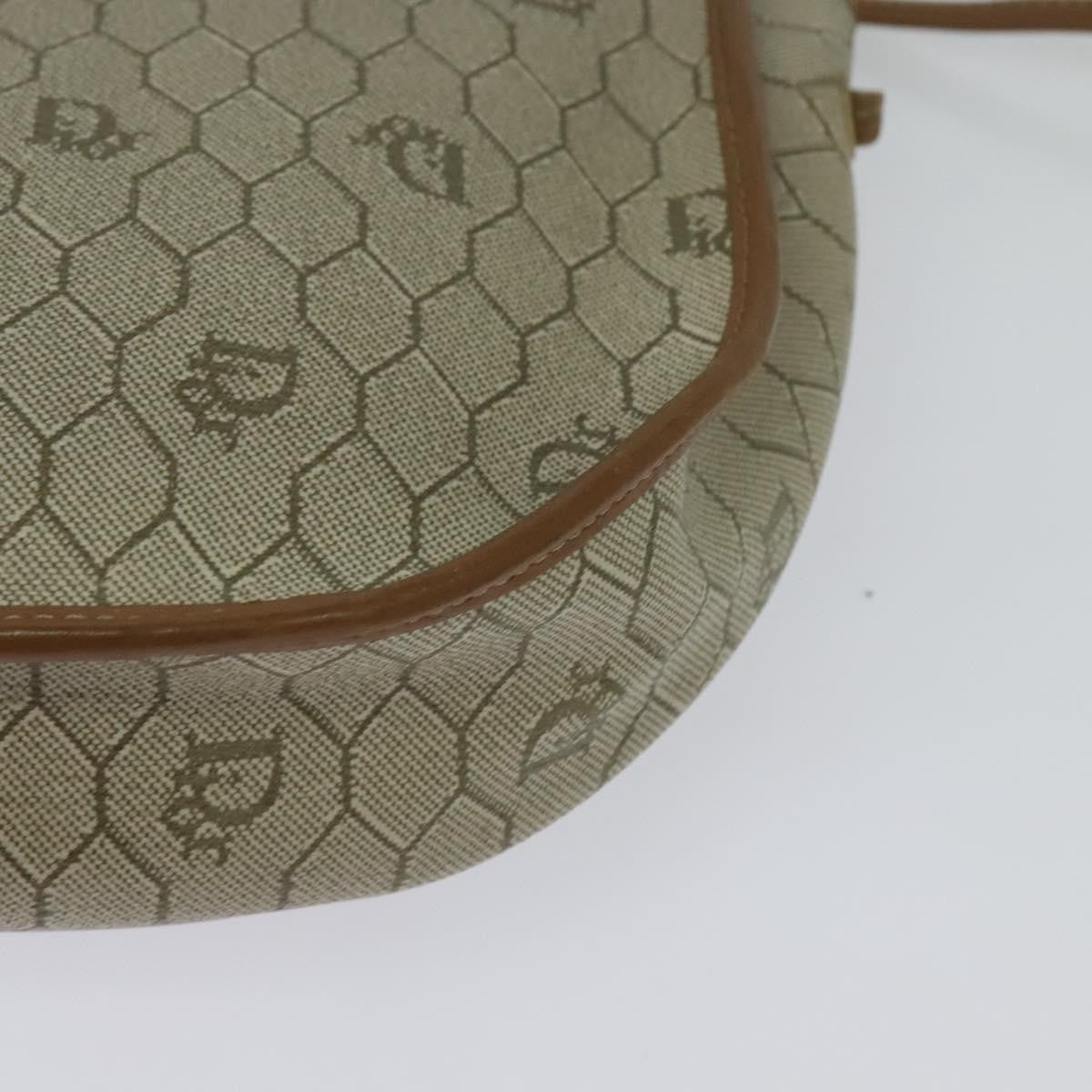 Christian Dior Vintage Honeycomb Zip Coated Canvas Beige Canvas Bag (Pre-Owned)