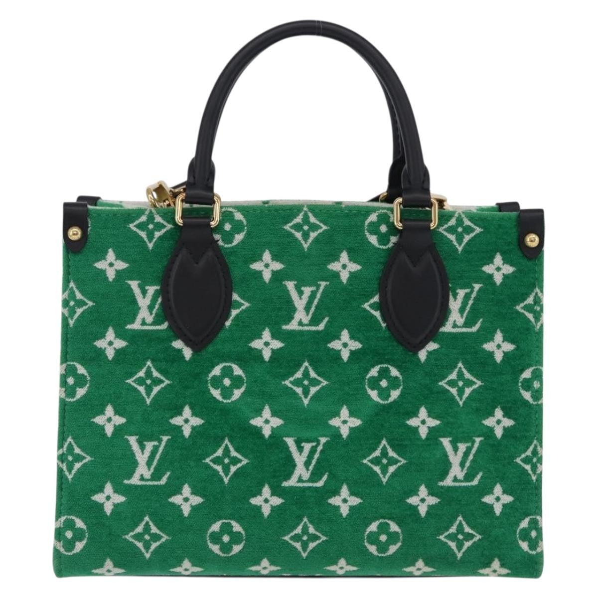 Louis Vuitton Onthego Lv Match Monogram Jacquard Velvet Green Canvas Tote Bag Bag (Pre-Owned)