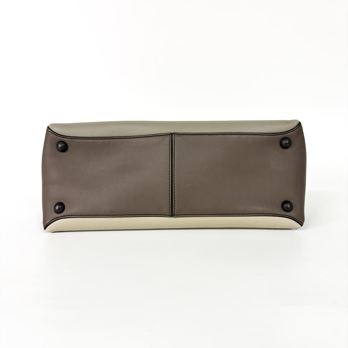 Bottega Veneta Piazza Top Handle Leather With Intrecciato Detail Gray Leather Handbag (Pre-Owned)