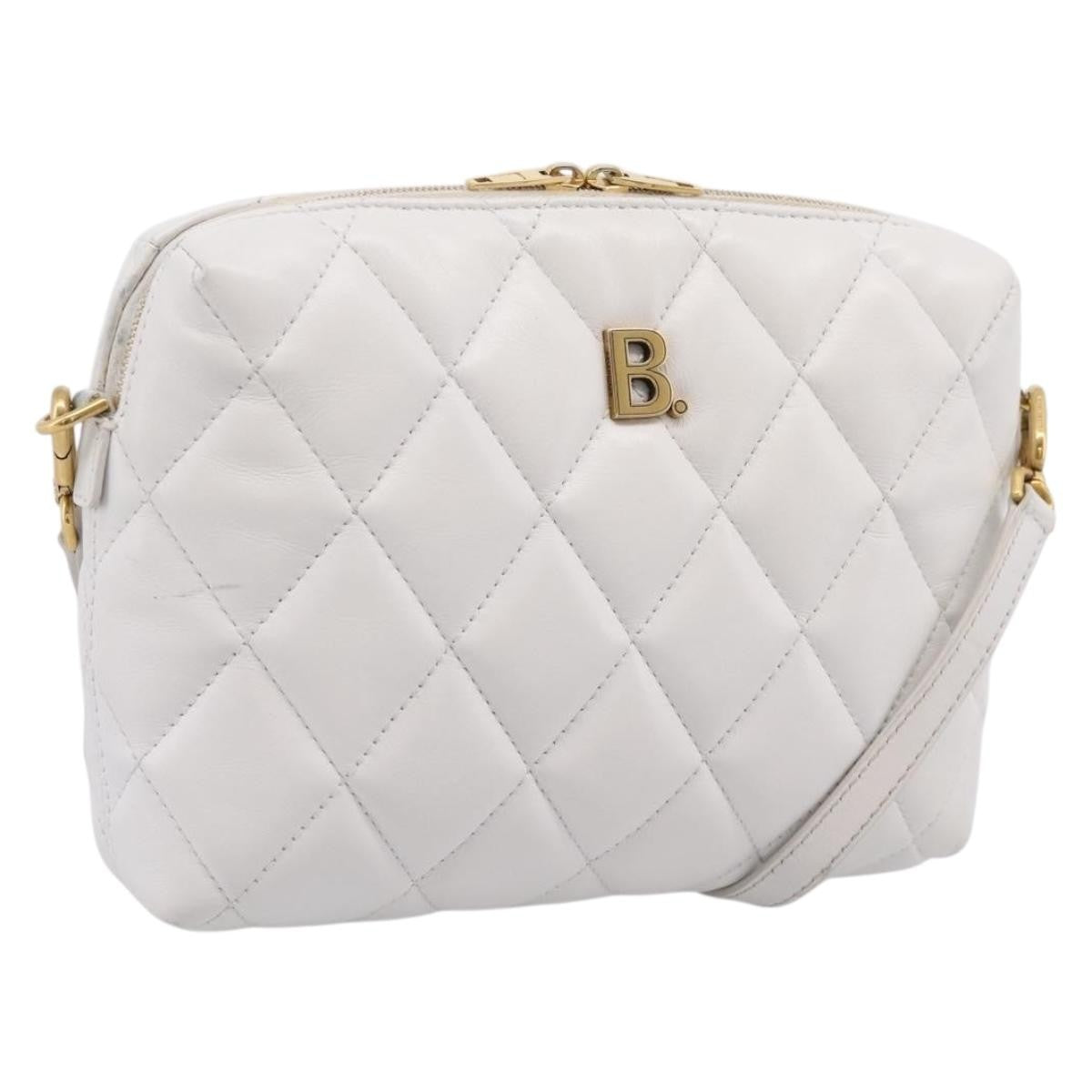 Balenciaga Touch B. Camera Quilted Leather White Leather Handbag (Pre-Owned)