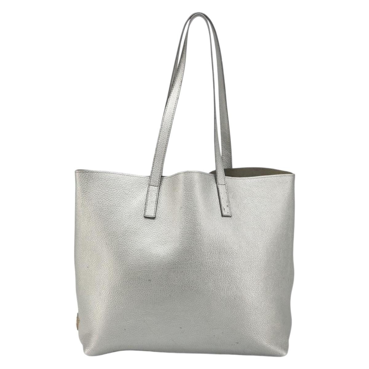 Prada Vintage Tote Leather Silver Leather Tote Bag Bag (Pre-Owned)