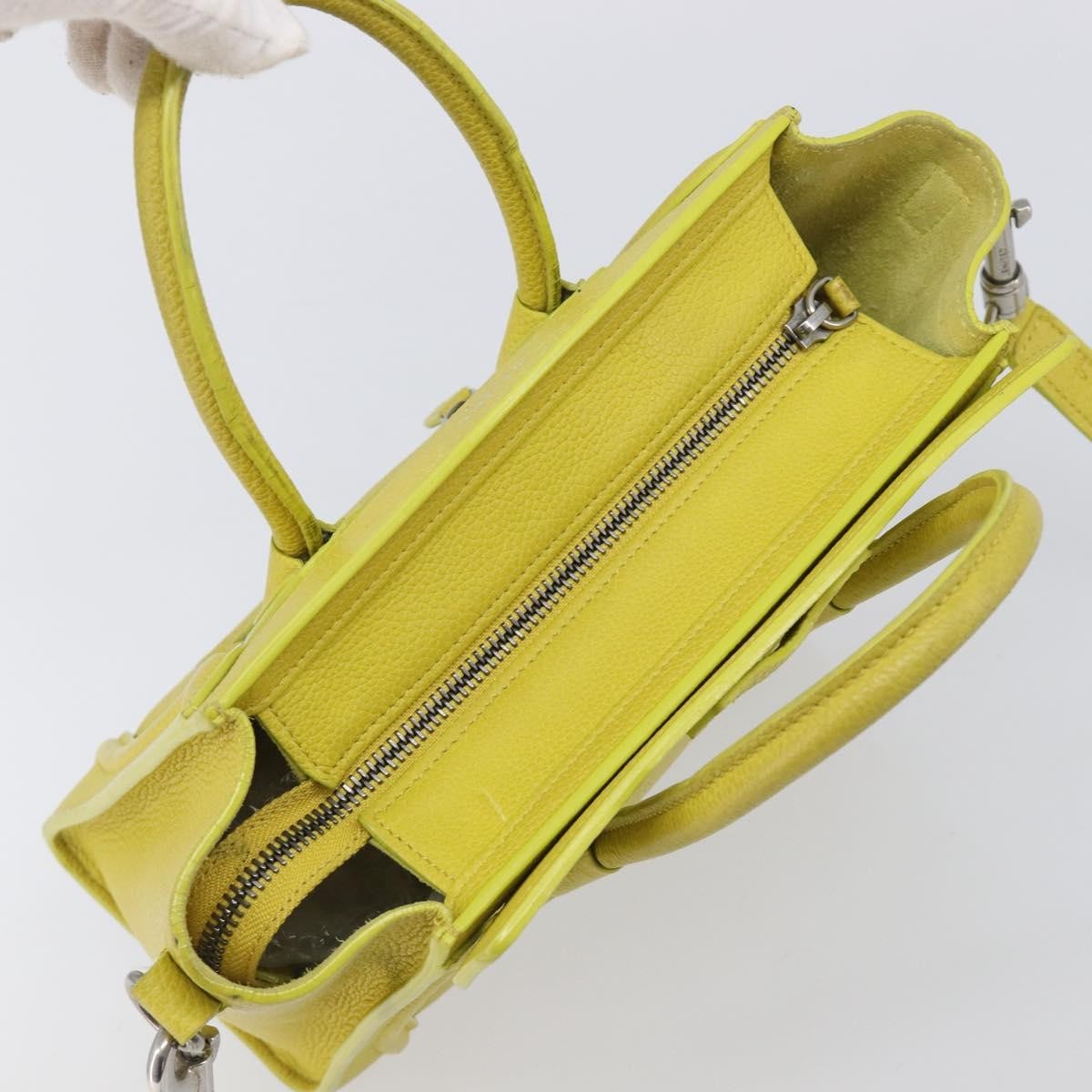 Celine Luggage Grainy Leather Yellow Leather Handbag (Pre-Owned)